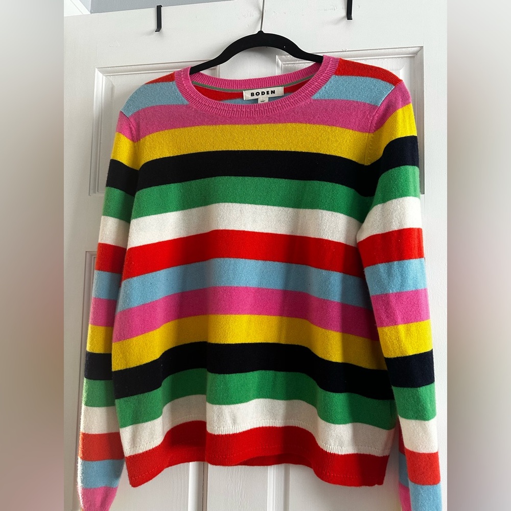 Boden Women's Colorful Striped Crew Neck Sweater